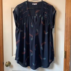 Dark blue cap sleeve blouse